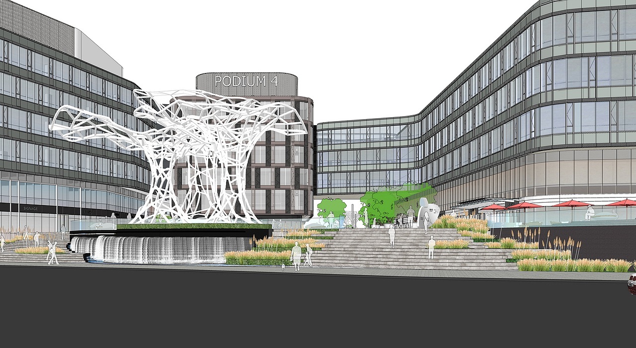 现代商业办公楼景观SU模型下载（图ZMjcxMjY4NDU2） - 景观设计 - 站酷设计师素模网原创素材 - 站酷ZCOOL