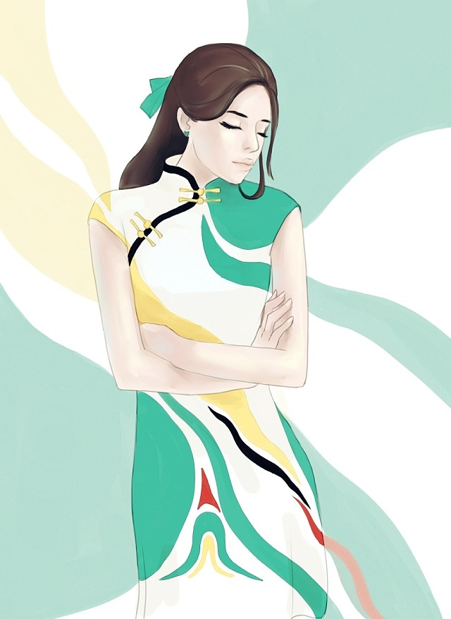 旗袍人物插画（图ZMTEzMzM3MjQ=） - 创作习作 - 站酷设计师_阿坑原创素材 - 站酷ZCOOL