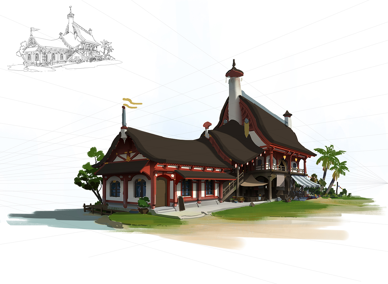 洛克猴（杜震）混合建筑设计课范步骤图（图ZMTE5MjM5MTMy） - 概念设定 - 站酷设计师艺数绘CG原创素材 - 站酷ZCOOL