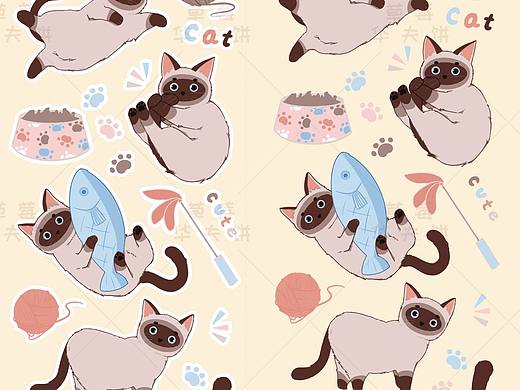 原創(chuàng)咕卡貼紙/暹羅貓（個(gè)人主頁-ZNjU0OTczNjQ=） - 商業(yè)插畫 - 站酷設(shè)計(jì)師海鹽奶蓋J原創(chuàng)素材 - 站酷ZCOOL