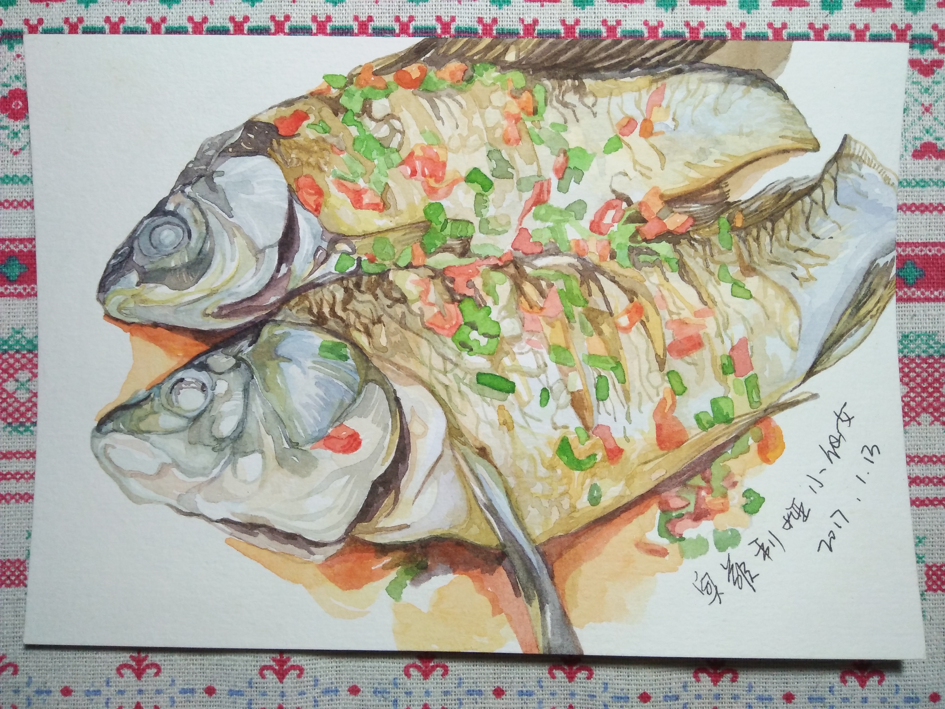 煮熟了的鱼怎么画图片