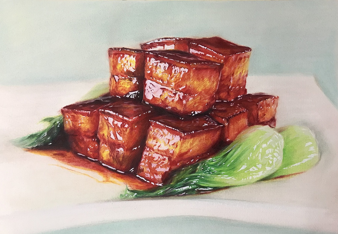 深夜放毒彩铅画红烧肉