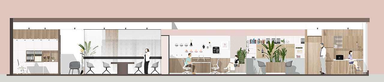 ▲ 插画师为项目绘制的办公场景
<br> 