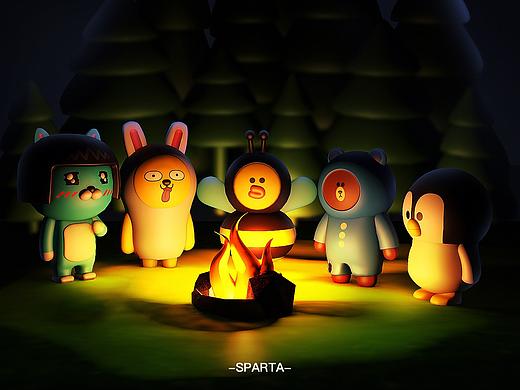 C4D建模周练line friends主题闪屏