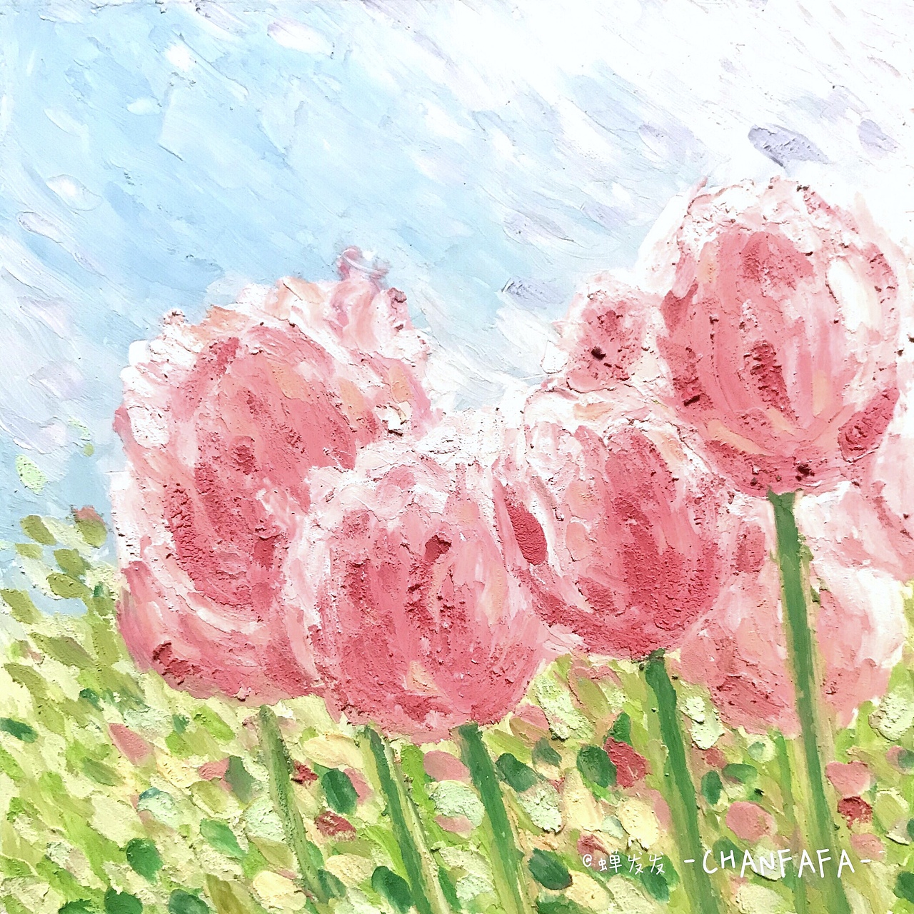 油画棒 郁金香🌷（图ZMTg5NTQwNzE2） - 艺术插画 - 站酷设计师蝉发发发原创素材 - 站酷ZCOOL