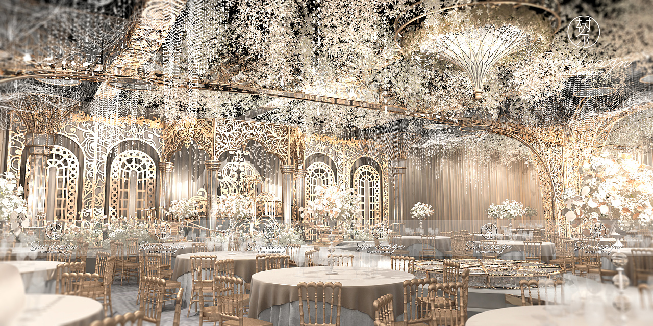 surdesign香槟系婚礼宴会3d效果图|三维|场景|树尔设计工作室 - 原创