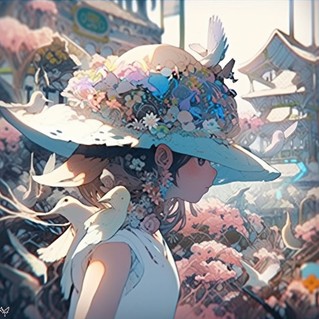 AI插画头像—花鸟集