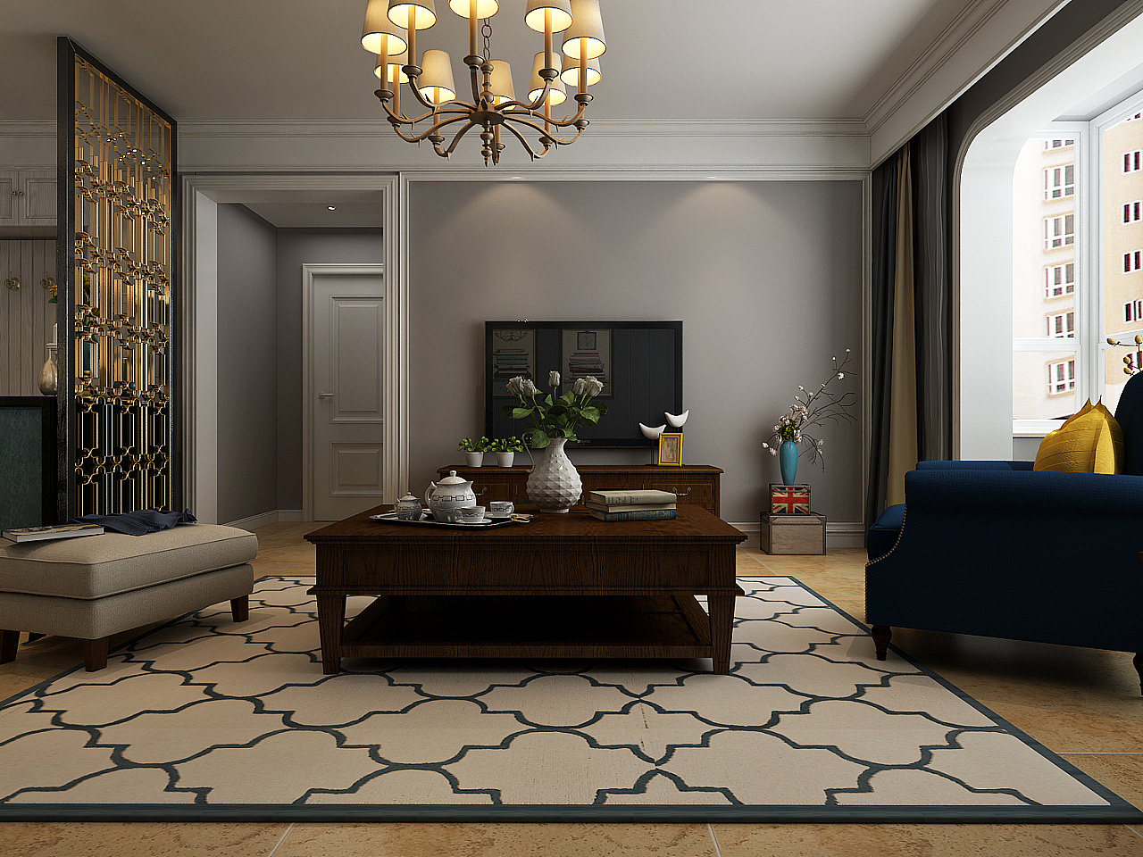 【保定梵壹装饰】直隶新城138平美式风格效果图