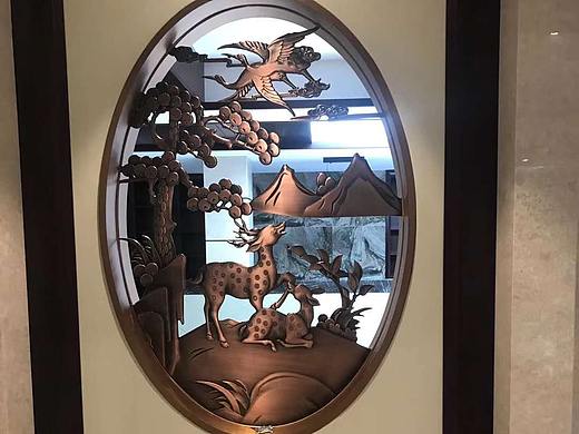 欧式复古铜艺屏风，纯铜雕花镂空屏风