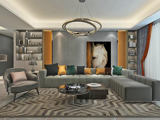 泰安卧龙大观120m²现代简约风格装修效果图—马文文