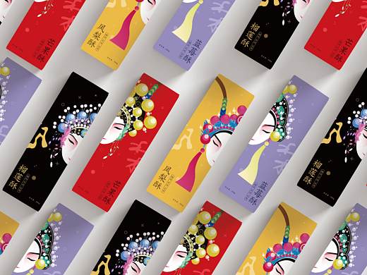 一套以北京特色'京剧“为特色食品的包装