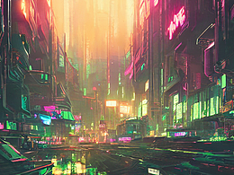 #AI创作实验室#  赛博朋克荧光世界