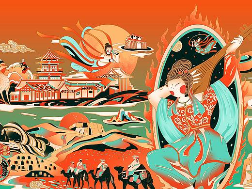 城市印象插画-敦煌