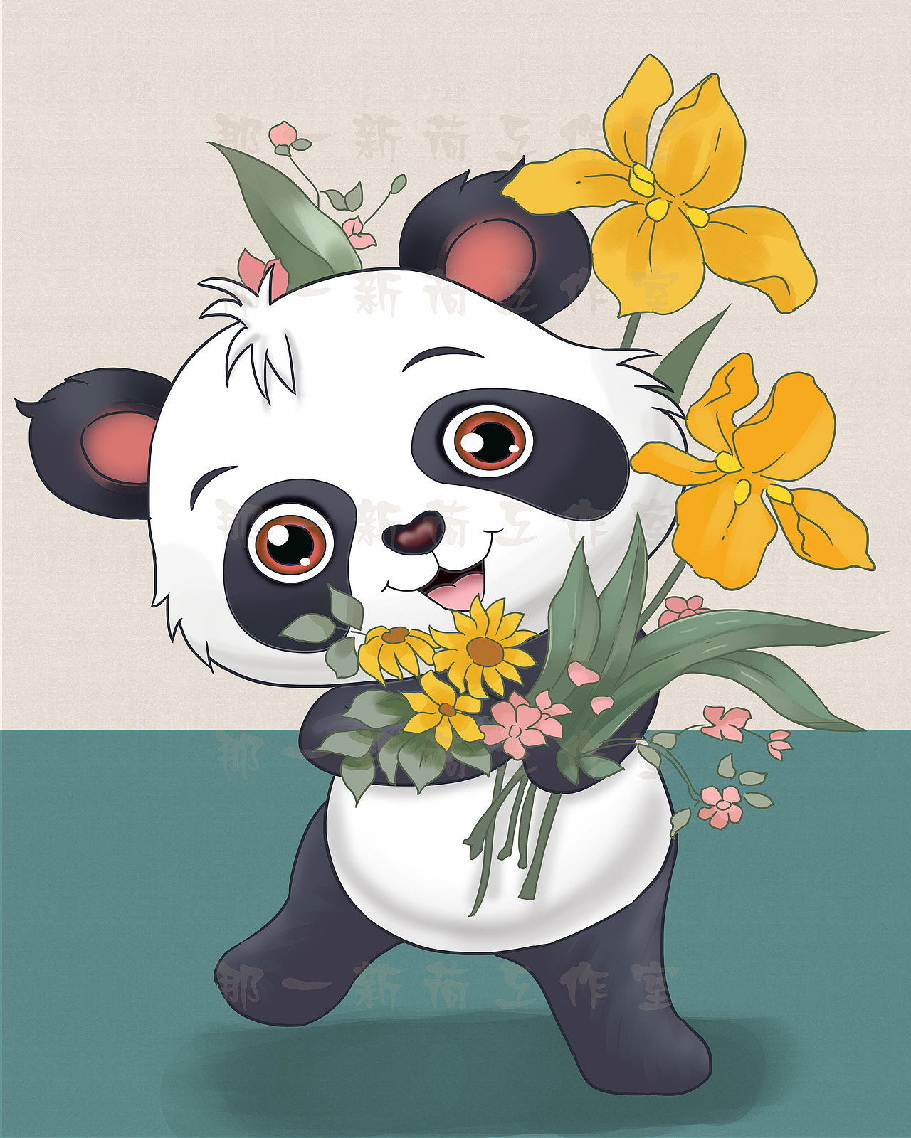 卡通动物数字油画