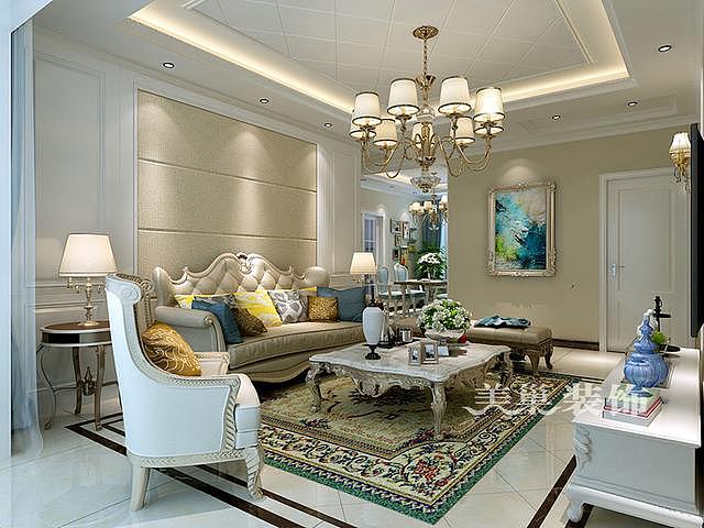 金水世纪城140平三室装修简欧风格装修样板间设计