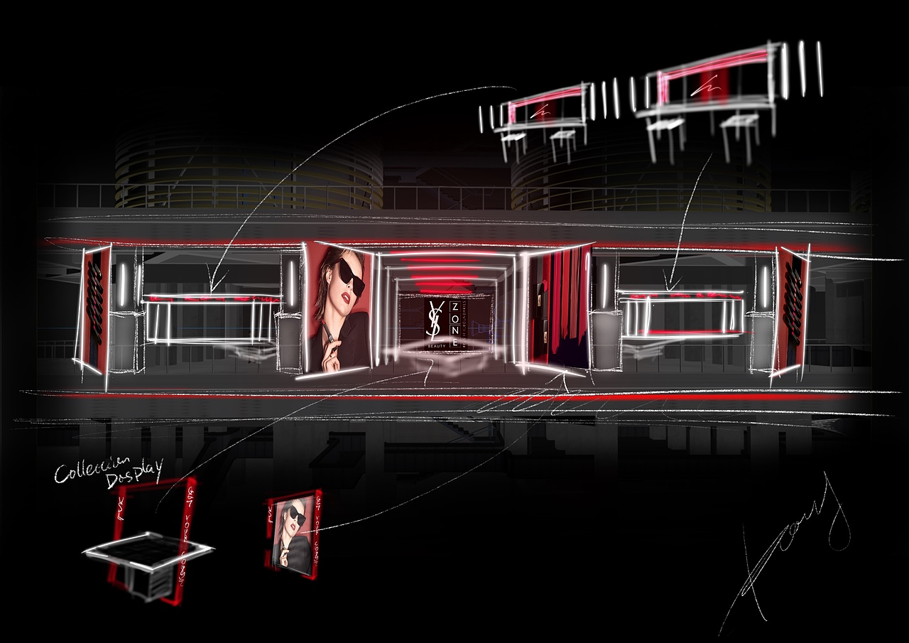 天猫&YSL圣罗兰美妆- 无界空间 YSL BEAUTY ZONE 2021（图ZMjY3ODM5NjI4） - 舞台美术 - 站酷设计师guqifan945原创素材 - 站酷ZCOOL