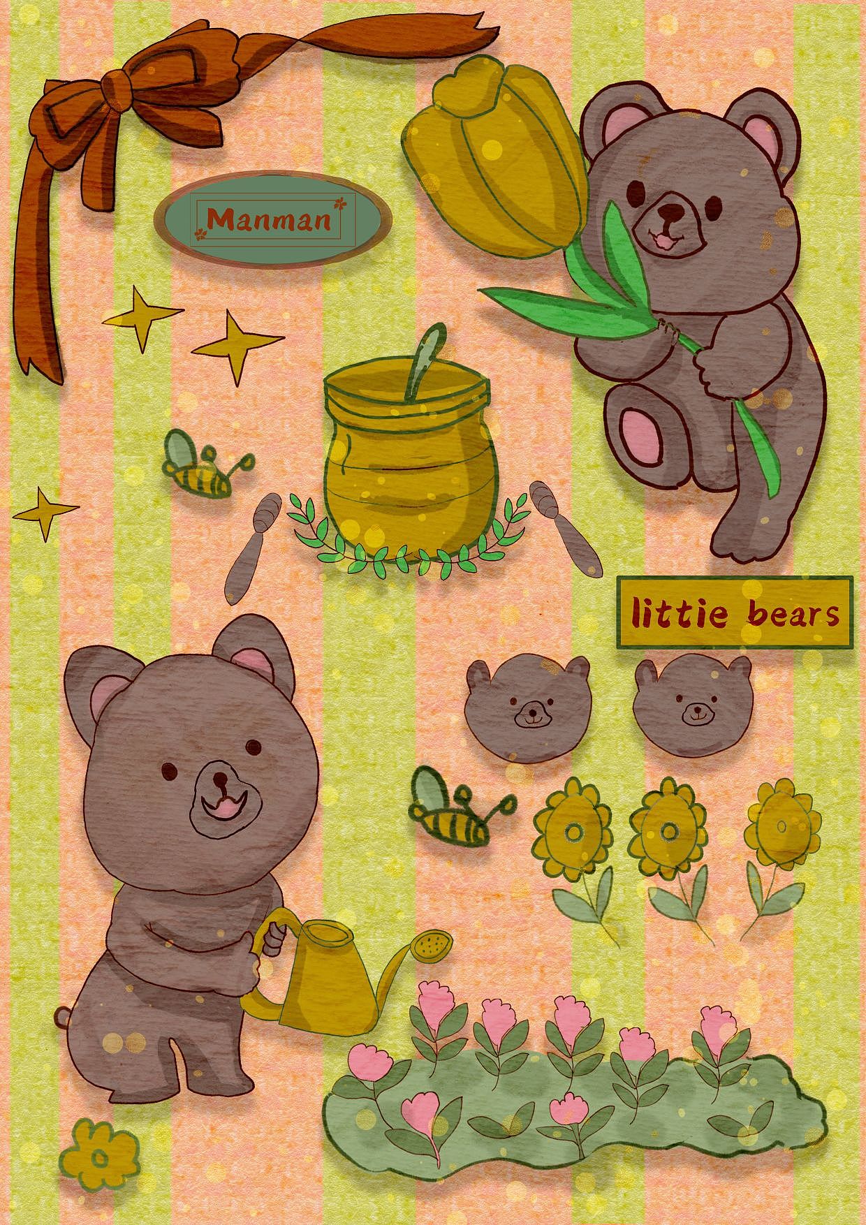 《两只小熊在劳动》（图ZMzY5MTkzNzQ4） - 商业插画 - 站酷设计师漫漫子麒原创素材 - 站酷ZCOOL