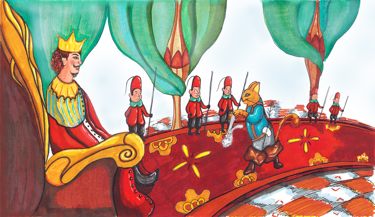 穿靴子的猫插画设计