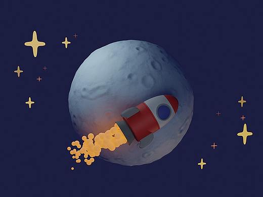 Blender卡通火箭循环小动效