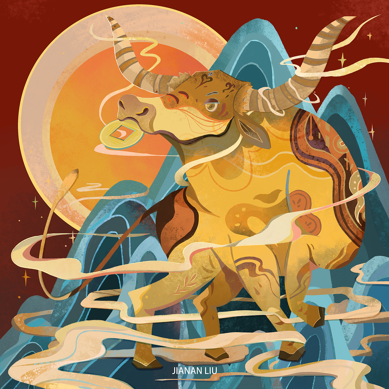 牛年大吉（图ZMjQyNTQ0MzYw） - 商业插画 - 站酷设计师JiananPro原创素材 - 站酷ZCOOL