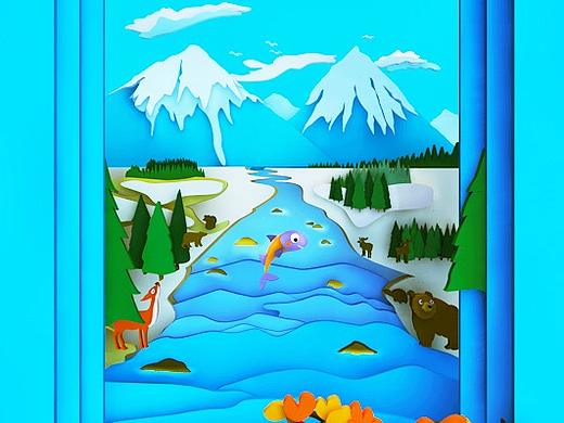 [练习]《The River》封面升级（转剪纸风格）（个人主页-ZNTYwNjAyMTY=） - 书籍/画册 - 站酷设计师波普爸爸原创素材 - 站酷ZCOOL