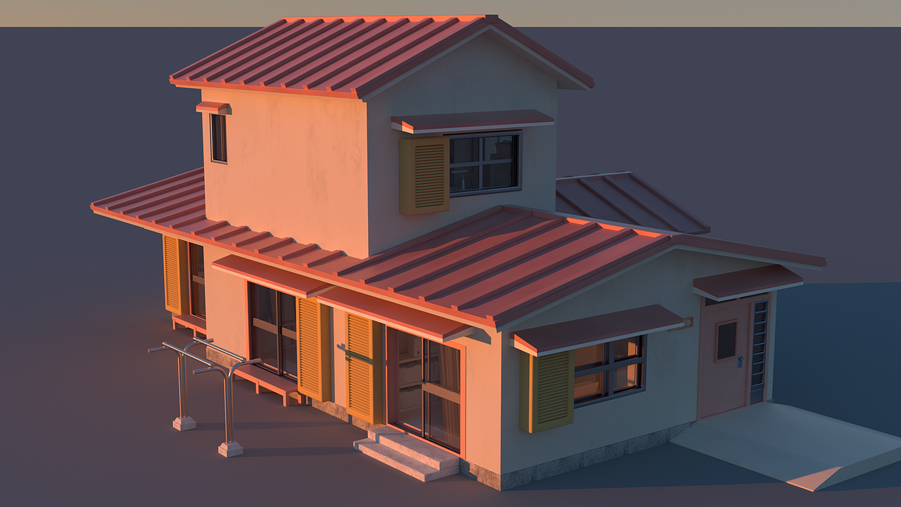 大雄和哆啦a梦的家(新增了材质)_aichen_333-站酷zcool