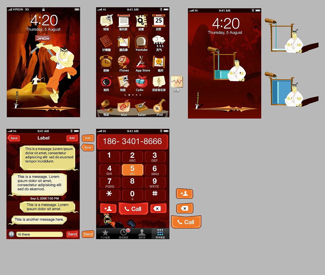 samuraijack skin for ios4（图ZMjIwODU3NDQ=） - 主题/皮肤 - 站酷设计师Q先生原创素材 - 站酷ZCOOL