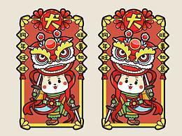 【习作】2018年犬年犬门神插画