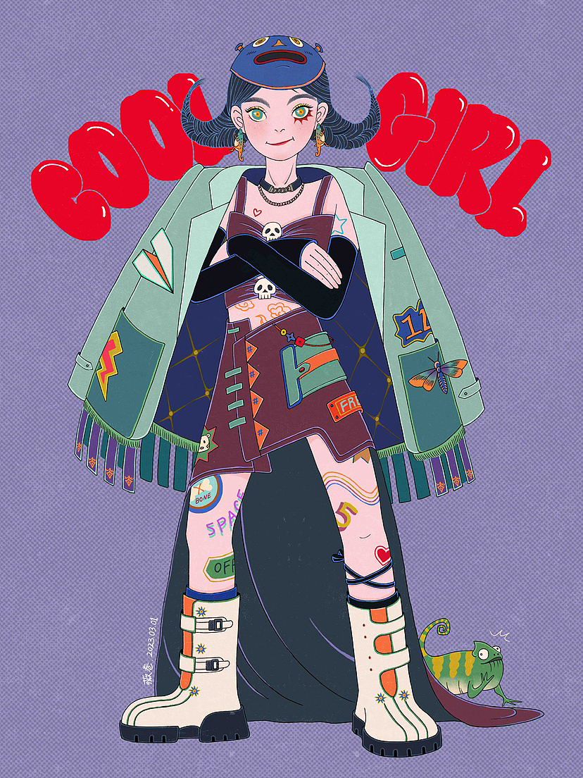 拽酷少女（图ZMzMzNzE0Njg4） - 创作习作 - 站酷设计师薇卷原创素材 - 站酷ZCOOL