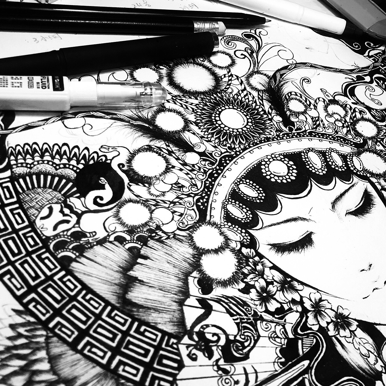 黑白插画 京剧（图ZMTM4MDY3NzY4） - 新锐潮流插画 - 站酷设计师Monster吴畏原创素材 - 站酷ZCOOL