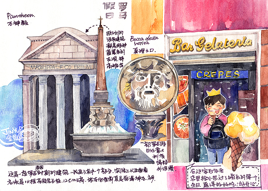 始终牵手旅行第二集】欧洲行之在意大利#出发的勇气2014#（图ZMjI1Mjg5NjQ=） - 艺术插画 - 站酷设计师金鱼酱JINYU原创素材 - 站酷ZCOOL