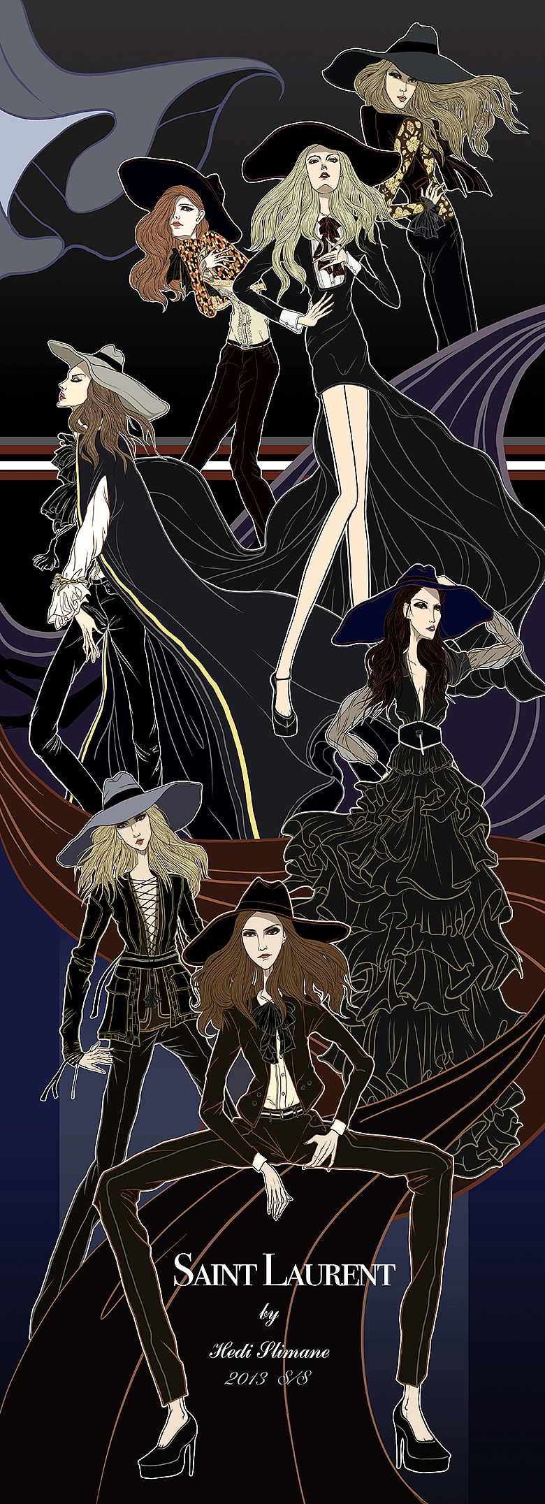 Saint Laurent 2013春夏时装周（图ZOTgzNTIyMA==） - 艺术插画 - 站酷设计师mengxc825原创素材 - 站酷ZCOOL