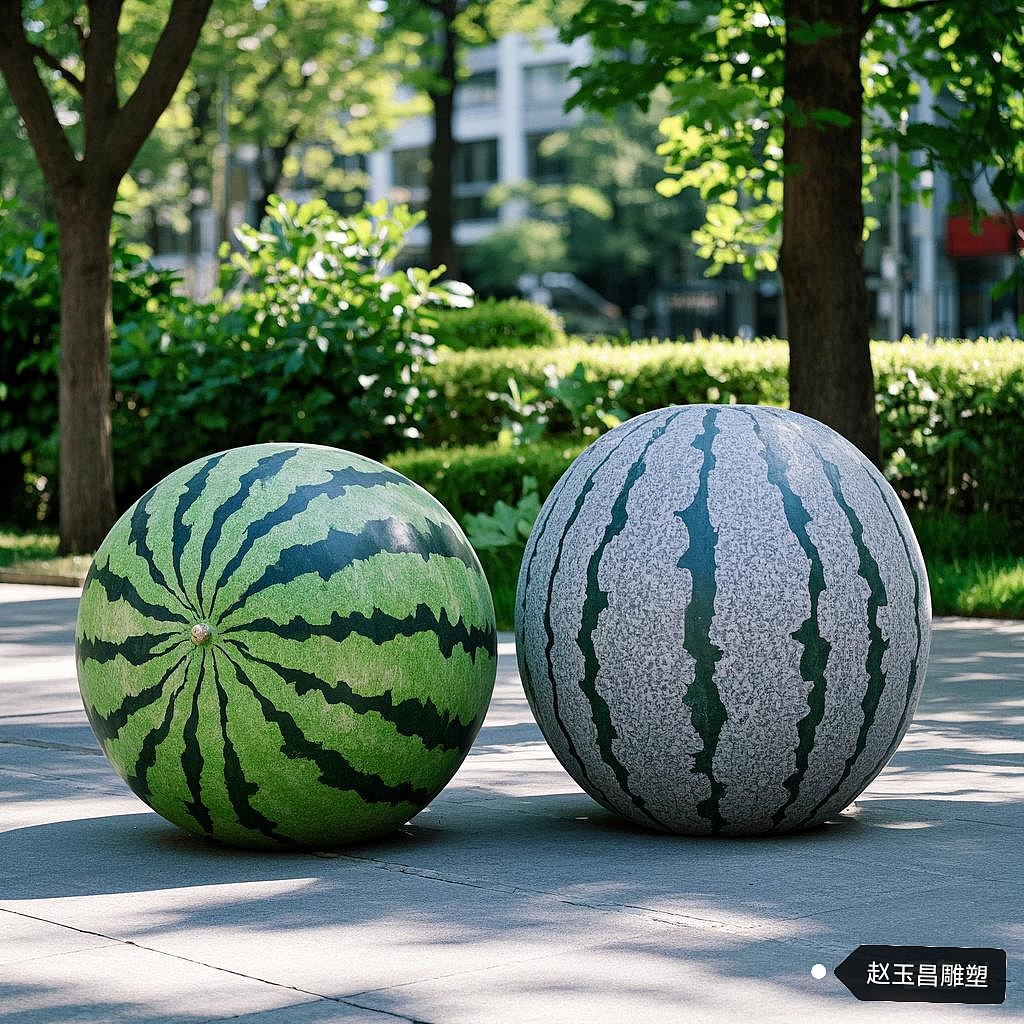 雕塑家赵玉昌作品石雕西瓜景观装饰欣赏（图ZMzgyMzgzNDg4） - 雕塑 - 站酷设计师石头记雕塑原创素材 - 站酷ZCOOL