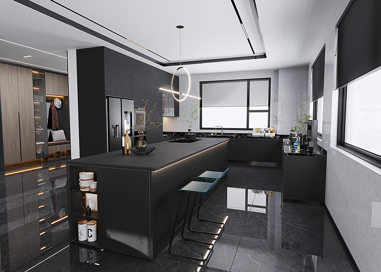 现代极简 | 简洁低调的高级黑,稳重与艺术感的空间!