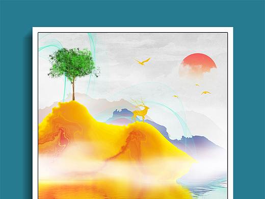 北欧现代艺术简约抽象风景晶瓷画