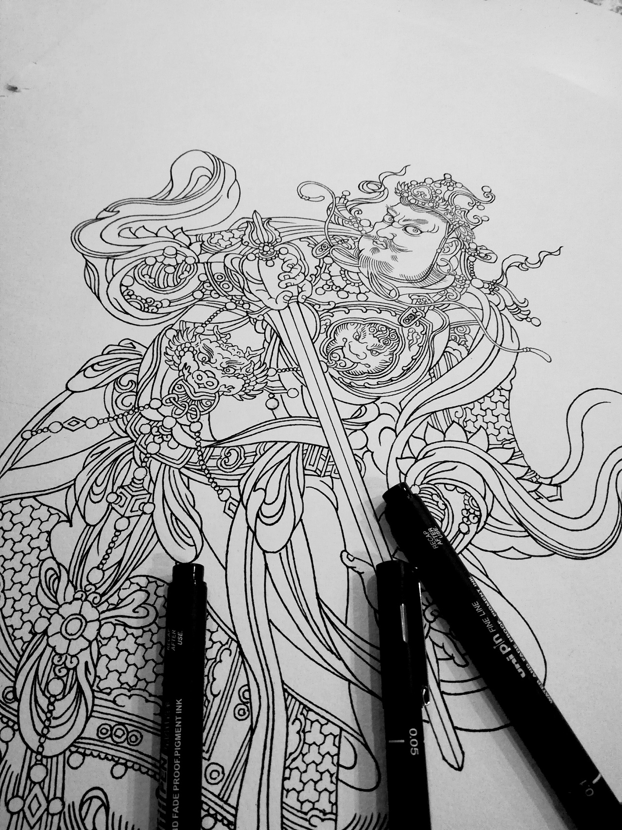 执笔绘佛道国风