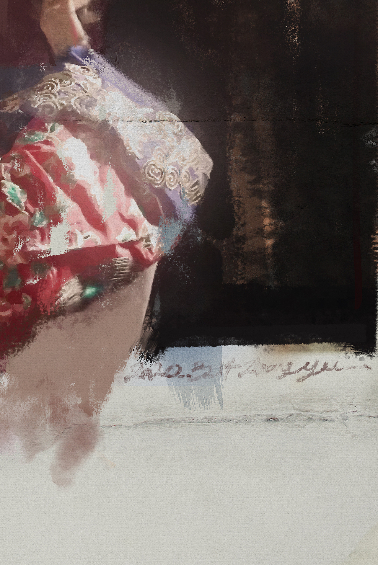 《赤伶》水彩作品