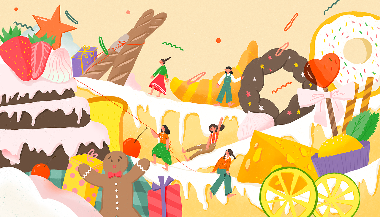 甜品游乐园（图ZMjU2MTIzMzY0） - 商业插画 - 站酷设计师TM2019原创素材 - 站酷ZCOOL