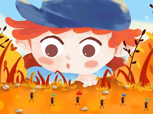 秋天的灌木丛下（个人主页-ZNTQ2NTgwMTI=） - 儿童插画 - 站酷设计师敏焠原创素材 - 站酷ZCOOL