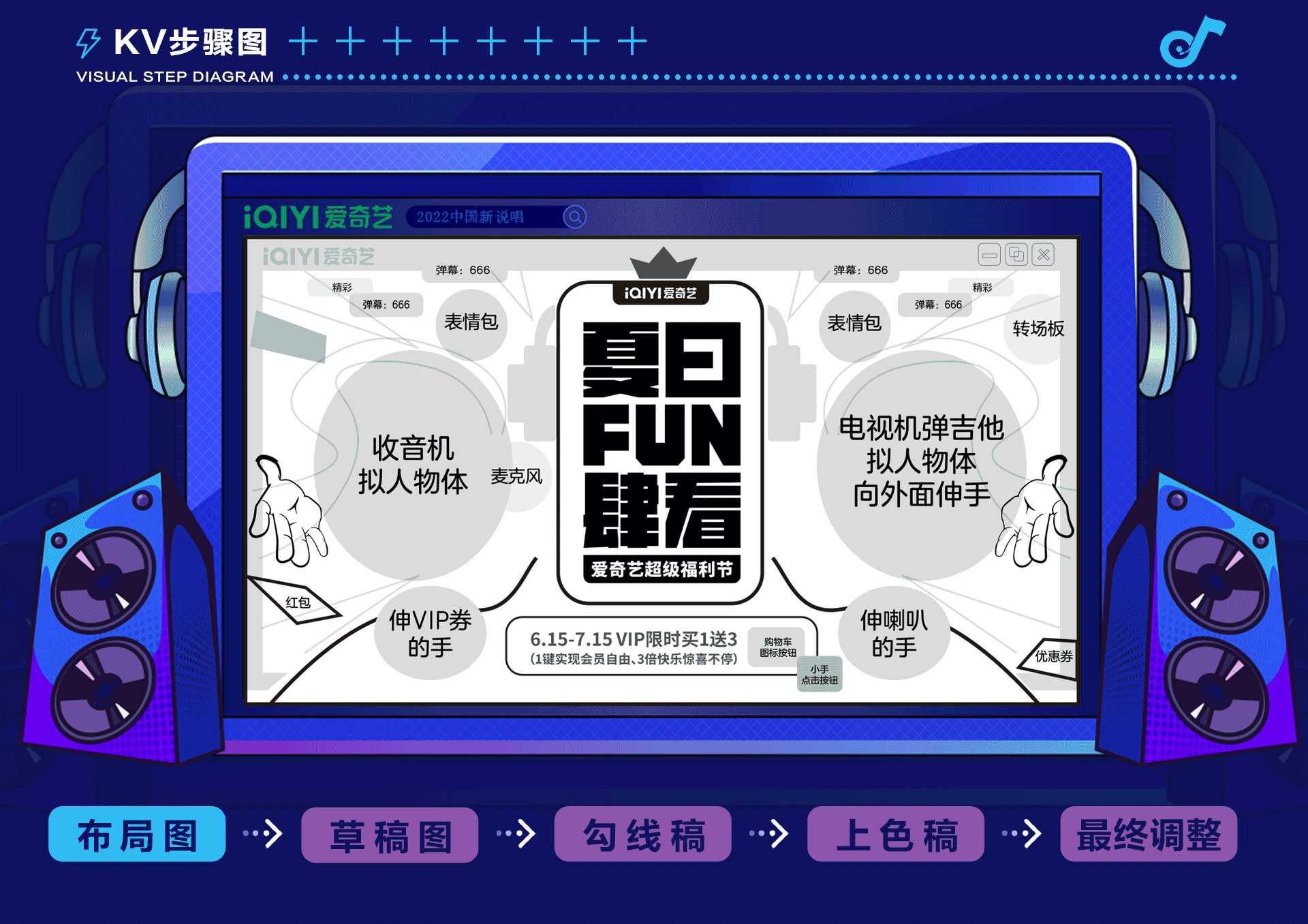 爱奇艺超级福利节-欢迎来到爱奇艺中国新说唱音乐主场(图ZMzA0ODU1ODQ0) - 主题/皮肤 - 站酷设计师阿奇在爬山原创素材 - 站酷ZCOOL