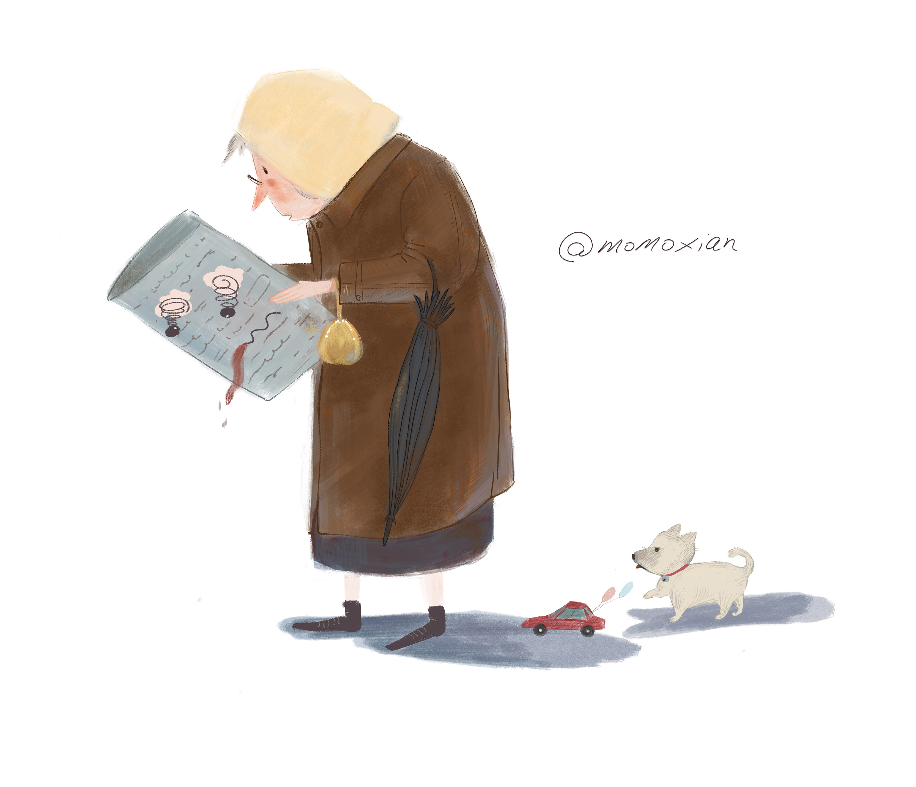 老太太看报纸|插画|插画习作|磨磨仙wr - 原创作品 - 站酷 (zcool)