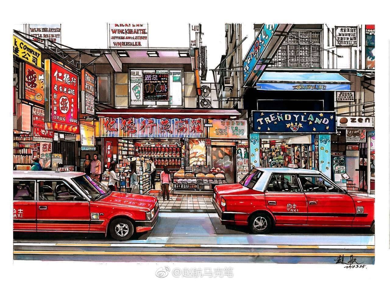 《香港》手绘合集_赵航马克笔-站酷zcool