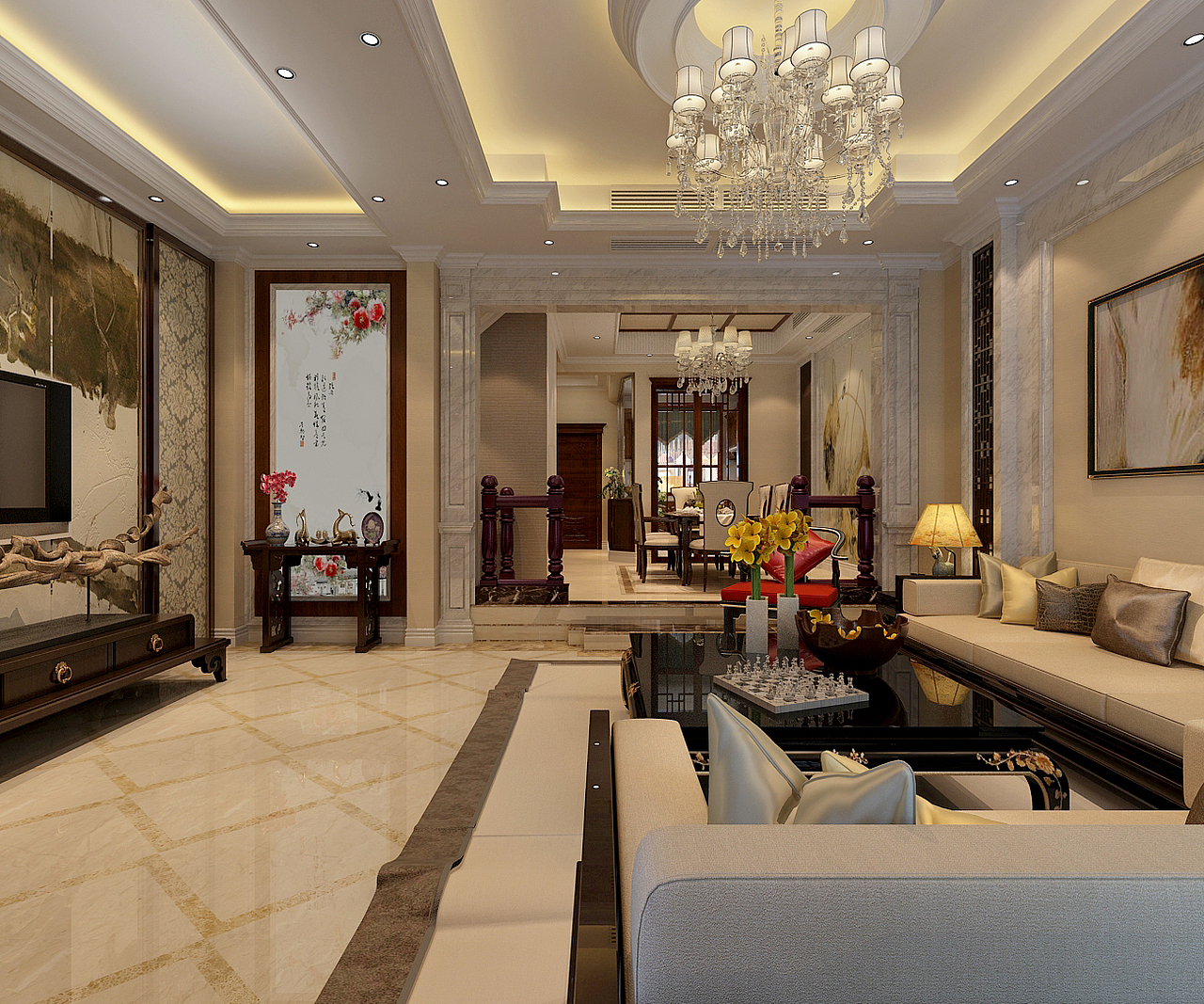 【江南新城】別墅 500㎡ 新中式（圖ZNTk5ODY2MTY=） - 家裝設(shè)計 - 站酷設(shè)計師金舍小曉Sunny原創(chuàng)素材 - 站酷ZCOOL