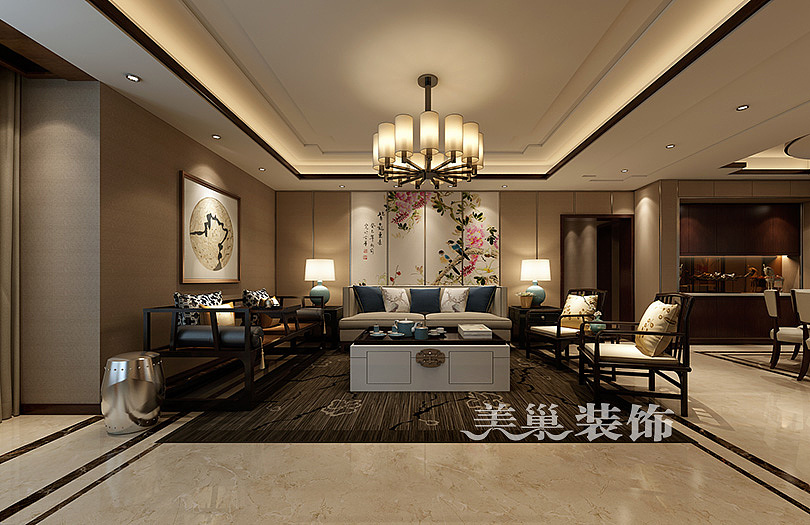 郑州银基王朝215平,新中式的优雅感,禅意的家