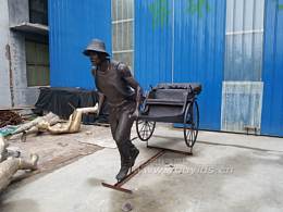 銅拉車人物雕塑鑄銅小品雕塑銅景觀小品