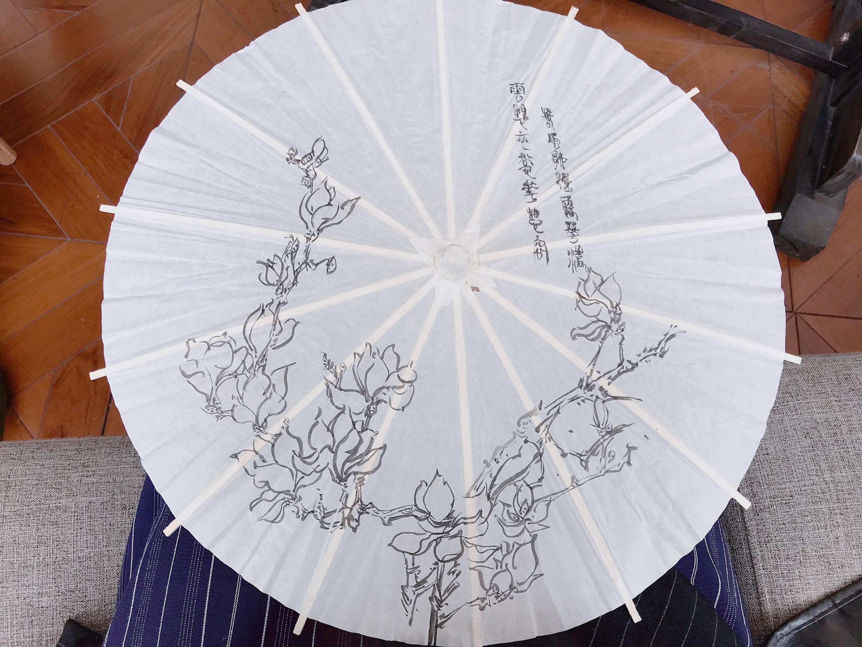 白纸伞的简单绘画图片