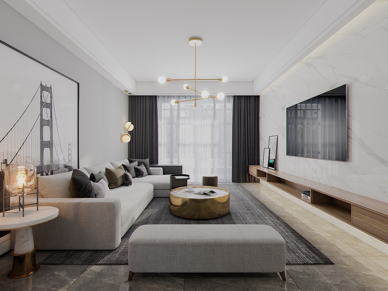 现代简约客餐厅效果图