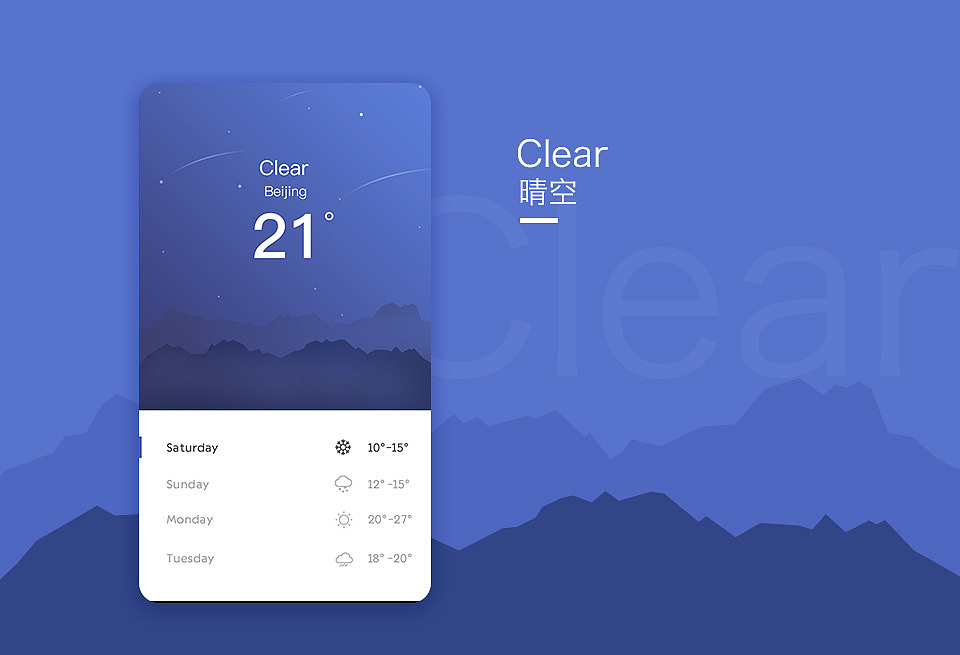 【天气】Weather Widget界面设计（图ZNTk2NjA5ODA=） - APP界面 - 站酷设计师Cam1994原创素材 - 站酷ZCOOL