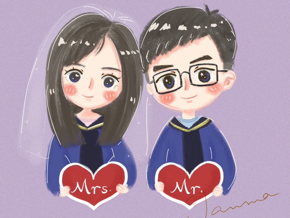 家庭q版合照 情侣q版(客单)_神笔玛娘-站酷zcool