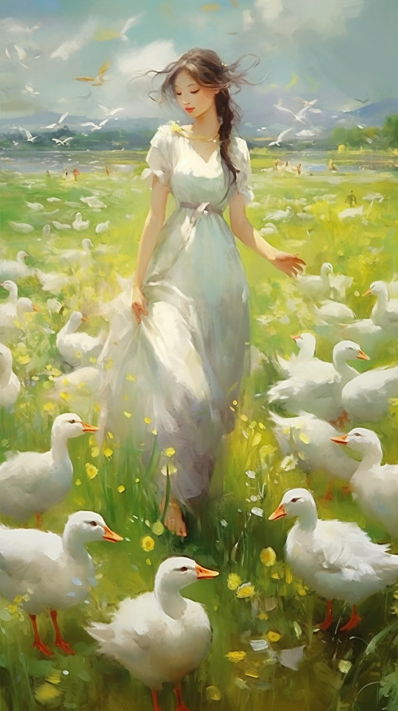 Ai绘画｜美丽少女和自由的鸭子们（图ZMzQzNTA0OTgw） - 商业插画 - 站酷设计师婉艺AI原创素材 - 站酷ZCOOL